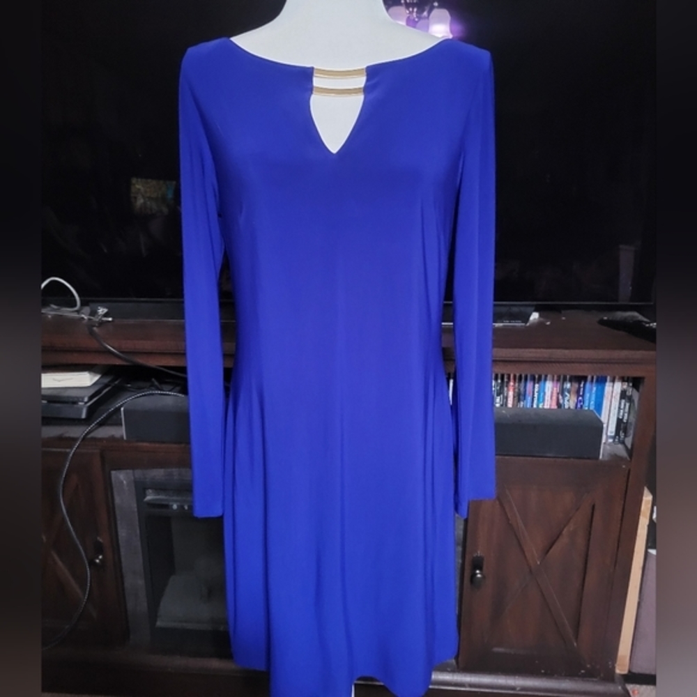 Vince Camuto blue dress size‎ 10 with gold accents